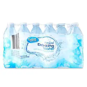 Great Value Purified Drinking Water, 16.9 fl oz, 24 Count Great Value Purified Drinking Water, 16.9 fl oz, 24 Count