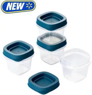 Mainstays Reusable Food Storage Container, Extra-Small Square, Plastic 4-Pack, 4 Containers with Lids, 0.5 Cup, Ideal for Snacks and Sauces Mainstays Reusable Food Storage Container, Extra-Small Square, Plastic 4-Pack, 4 Containers with Lids, 0.5 Cup, Ideal for Snacks and Sauces