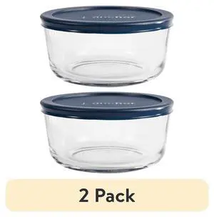 (2 pack) Anchor Hocking Glass Food Storage Container with Lid, 4 Cup Round (2 pack) Anchor Hocking Glass Food Storage Container with Lid, 4 Cup Round