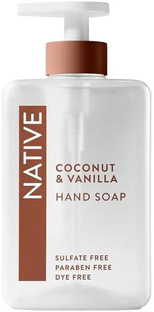 Native Liquid Hand Soap, Coconut & Vanilla Scent, Non-Drying Formula for Soft, Smooth Hands, Made with Plant-Based Cleansers, Sulfate & Paraben Free, 13 oz Bottle Native Liquid Hand Soap, Coconut & Vanilla Scent, Non-Drying Formula for Soft, Smooth Hands, Made with Plant-Based Cleansers, Sulfate & Paraben Free, 13 oz Bottle