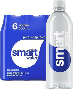 smartwater Vapor Distilled Water Bottles, 16.9 fl oz, 6 Pack smartwater Vapor Distilled Water Bottles, 16.9 fl oz, 6 Pack