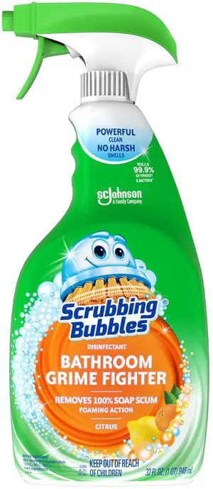 Scrubbing Bubbles Grime Fighter Disinfectant Bathroom Cleaner Spray, 32oz Scrubbing Bubbles Grime Fighter Disinfectant Bathroom Cleaner Spray, 32oz