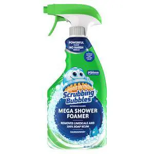 Scrubbing Bubbles Mega Shower Foamer Disinfecting Spray, Multi-Surface Bathroom and Tile Cleaner Grime Fighter, Removes 100% Soap Scum, Rainshower Scent, 32 oz Scrubbing Bubbles Mega Shower Foamer Disinfecting Spray, Multi-Surface Bathroom and Tile Cleaner Grime Fighter, Removes 100% Soap Scum, Rainshower Scent, 32 oz