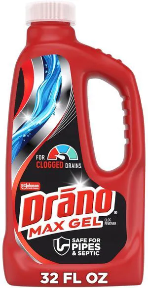 Drano Max Gel Drain Clog Remover & Cleaner, Safe for All Pipes/Septic, 32oz Drano Max Gel Drain Clog Remover & Cleaner, Safe for All Pipes/Septic, 32oz