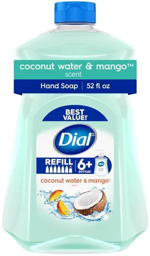 Dial Clean + Gentle Liquid Hand Soap Refill, Coconut Water & Mango Gentle Hand Soap, 52 oz Dial Clean + Gentle Liquid Hand Soap Refill, Coconut Water & Mango Gentle Hand Soap, 52 oz