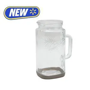 Mason Craft & More Glass 0.5 Gallon Pitcher with Removable Plastic Lid and Silicone Base, Gray, Well Suited to Cold Drink Preparation Mason Craft & More Glass 0.5 Gallon Pitcher with Removable Plastic Lid and Silicone Base, Gray, Well Suited to Cold Drink Preparation
