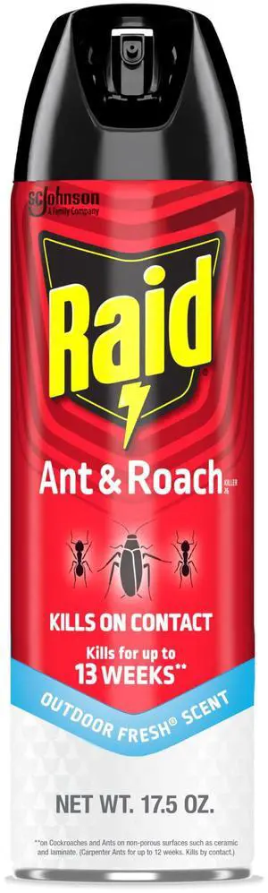 Raid Ant & Roach Killer Spray For Listed Bugs, Keeps Killing for 13 Weeks, Outdoor Fresh Scent, 17.5 oz Raid Ant & Roach Killer Spray For Listed Bugs, Keeps Killing for 13 Weeks, Outdoor Fresh Scent, 17.5 oz