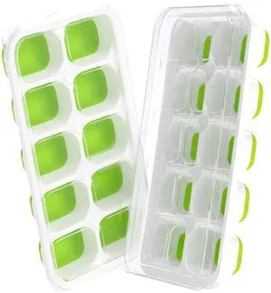 DOQAUS Ice Cube Tray with Lids, 2 Pack Silicone Ice Trays for Freezer DOQAUS Ice Cube Tray with Lids, 2 Pack Silicone Ice Trays for Freezer