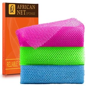 UJFQBH 3 Pieces African Bath Sponge African Net Long Net Bath Sponge Exfoliating Shower Body Scrubber Back Scrubber Skin Smoother,Great for Daily Use (Rose Red, Blue, Green) UJFQBH 3 Pieces African Bath Sponge African Net Long Net Bath Sponge Exfoliating Shower Body Scrubber Back Scrubber Skin Smoother,Great for Daily Use (Rose Red, Blue, Green)