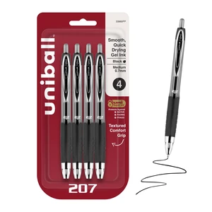 uniball 207 Gel Pens, Black Ink, 0.7mm Medium Point, Retractable, 4 Count uniball 207 Gel Pens, Black Ink, 0.7mm Medium Point, Retractable, 4 Count