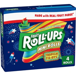 Fruit Roll-Ups Mini Rolls Tropical Tie-Die Fruit Flavored Snacks, 4 ct Fruit Roll-Ups Mini Rolls Tropical Tie-Die Fruit Flavored Snacks, 4 ct