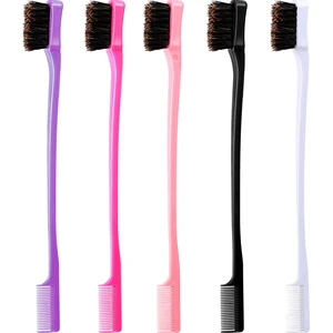 5 Pieces Hair Edge Brush Double Sided Brush with Comb, 5 Colors 5 Pieces Hair Edge Brush Double Sided Brush with Comb, 5 Colors