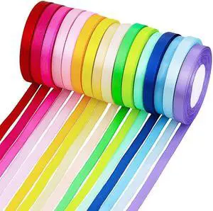 16 Colors Silk Satin Fabric Ribbon - 2/5" Wide, 25 Yard/roll, 16 Rolls - Satin Ribbon for Bows, Crafts, Gifts, Wedding 16 Colors Silk Satin Fabric Ribbon - 2/5" Wide, 25 Yard/roll, 16 Rolls - Satin Ribbon for Bows, Crafts, Gifts, Wedding