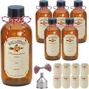 YINGERHUAN 4 oz Amber Glass Bottles - Small Glass Jars with Black Lids Empty Boston Bottle,Dispensing Bottles for Homemade Vanilla Extract, Essential Oils, Herbal Medicine (6) YINGERHUAN 4 oz Amber Glass Bottles - Small Glass Jars with Black Lids Empty Boston Bottle,Dispensing Bottles for Homemade Vanilla Extract, Essential Oils, Herbal Medicine (6)