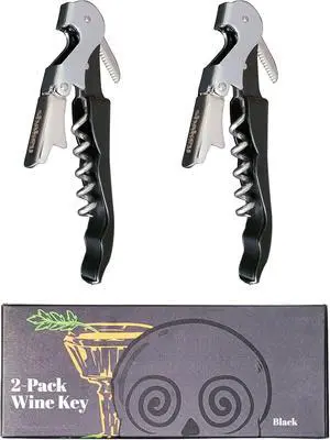 Shakey Wine Key! - Professional Waiter's Corkscrew Wine Bottle Opener with Foil Cutter (2-Pack) Shakey Wine Key! - Professional Waiter's Corkscrew Wine Bottle Opener with Foil Cutter (2-Pack)