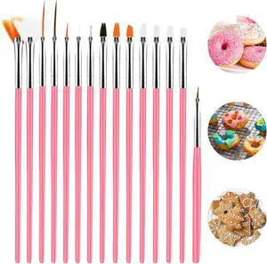 15pcs Cake Painting Brushes, Cake Decorating Brushes Kit Food Safe Paint Brush Tools,Fondant Sugar Cookie Painting Brushes Supplies for Cookie Cake Decoration (Pink) 15pcs Cake Painting Brushes, Cake Decorating Brushes Kit Food Safe Paint Brush Tools,Fondant Sugar Cookie Painting Brushes Supplies for Cookie Cake Decoration (Pink)