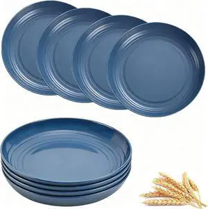Wheat Straw Plates Unbreakable Dinner Plate 9 Inch Reusable Plastic Plate | 4 Pack Lightweight Salad Plates for Camping/Kitchen, Dishwasher & Microwave Safe, BPA-Free (Dark Blue) Wheat Straw Plates Unbreakable Dinner Plate 9 Inch Reusable Plastic Plate | 4 Pack Lightweight Salad Plates for Camping/Kitchen, Dishwasher & Microwave Safe, BPA-Free (Dark Blue)