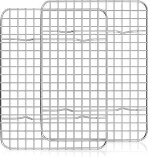 Homikit 12x9 Inches Stainless Steel Cooling Rack Set of 2 for Quarter Sheet | Small Baking Racks for Cookie Bread Pizza, Toaster Oven Bacon Wire Racks, Metal Grilling Grids, Rust Free, Dishwasher Safe Homikit 12x9 Inches Stainless Steel Cooling Rack Set of 2 for Quarter Sheet | Small Baking Racks for Cookie Bread Pizza, Toaster Oven Bacon Wire Racks, Metal Grilling Grids, Rust Free, Dishwasher Safe