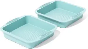 SOV Silicone Square Cake Pan - 10 inch silicone baking pans, Non-Stick, Heat Resistant baking molds are perfect for Cakes, Brownies, Cheesecakes, Pie, Bread (blue) SOV Silicone Square Cake Pan - 10 inch silicone baking pans, Non-Stick, Heat Resistant baking molds are perfect for Cakes, Brownies, Cheesecakes, Pie, Bread (blue)