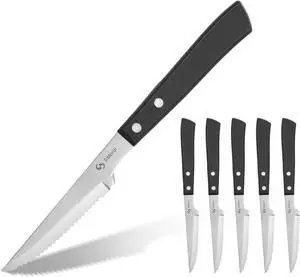 Steak Knives, Steak Knife Set of 6, German Stainless Steel Steak Knife Serrated Steak Knives, Steak Knife Set of 6, German Stainless Steel Steak Knife Serrated
