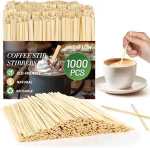 RAINFLOW 1000PCS Coffee Stirrers - Coffee Stir Sticks 5.5 Inch | Wooden Stir Sticks, Sip Stirrers for Hot Drink, Beverage, Tea, Cocktails, Party Drinks, Coffee Bar & Swizzle Sticks RAINFLOW 1000PCS Coffee Stirrers - Coffee Stir Sticks 5.5 Inch | Wooden Stir Sticks, Sip Stirrers for Hot Drink, Beverage, Tea, Cocktails, Party Drinks, Coffee Bar & Swizzle Sticks
