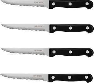 SUNALND Steak Knives Set,Micro Serrated Edge Full Tang Triple Riveted Steak Knife (4) SUNALND Steak Knives Set,Micro Serrated Edge Full Tang Triple Riveted Steak Knife (4)