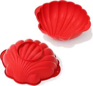 Silicone shell- Shaped Cake Pans 10 Inch Large shell Cake Pan Nonstick Silicone Molds for Baking Cake, Breads, Pies, Tarts, Jello (2 packs, Red) Silicone shell- Shaped Cake Pans 10 Inch Large shell Cake Pan Nonstick Silicone Molds for Baking Cake, Breads, Pies, Tarts, Jello (2 packs, Red)