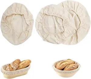 3 Pack Banneton Liners, Reusable Washable Sourdough Bowl Covers 1 Oval + 1 Round (10 Inch) + 1 Round (7 Inch), Natural Cotton & Burlap Cloth for Home Baking 3 Pack Banneton Liners, Reusable Washable Sourdough Bowl Covers 1 Oval + 1 Round (10 Inch) + 1 Round (7 Inch), Natural Cotton & Burlap Cloth for Home Baking