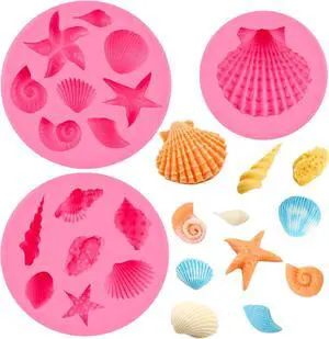 Puyeipt Marine Silicone Fondant Molds, 3 Pack | Seashell Conch Starfish Chocolate Candy Silicone Molds, for Cupcake Topper, Cake Pop Decoration and Clay Craft Making Puyeipt Marine Silicone Fondant Molds, 3 Pack | Seashell Conch Starfish Chocolate Candy Silicone Molds, for Cupcake Topper, Cake Pop Decoration and Clay Craft Making