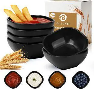 Wheat Straw Small Bowls 5 OZ, Unbreakable Soy Sauce Dish - Black | Microwave Safe Dipping Bowls Set of 6, Plastic Ramekins, Dipping Sauce Cups, Small Dip Bowls for Party, Outdoor, Kitchen Wheat Straw Small Bowls 5 OZ, Unbreakable Soy Sauce Dish - Black | Microwave Safe Dipping Bowls Set of 6, Plastic Ramekins, Dipping Sauce Cups, Small Dip Bowls for Party, Outdoor, Kitchen