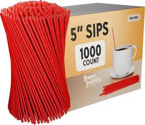 5 Inch Slim Plastic Coffee Stirrers and Cocktail Straws, Red, 1,000 Count | Coffee straws and cocktail straws, slim 5-inch sip-stirrer design, red, 1,000 count 5 Inch Slim Plastic Coffee Stirrers and Cocktail Straws, Red, 1,000 Count | Coffee straws and cocktail straws, slim 5-inch sip-stirrer design, red, 1,000 count