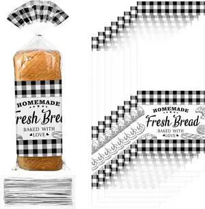 Sabary 50 Pcs Homemade Bread Bags with Ties Black Buffalo Plaid Loaf Bags Sabary 50 Pcs Homemade Bread Bags with Ties Black Buffalo Plaid Loaf Bags