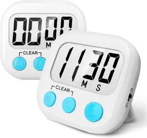 AOUCE Digital Kitchen Timers for Cooking, Timer for Kids 2 Pack White | Big Digits, Loud Alarm, Strong Magnetic, Large Screen, Count Down/Up, Classroom Timers for Teacher Supplies AOUCE Digital Kitchen Timers for Cooking, Timer for Kids 2 Pack White | Big Digits, Loud Alarm, Strong Magnetic, Large Screen, Count Down/Up, Classroom Timers for Teacher Supplies