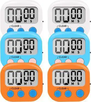 6 Pack Small Digital Kitchen Timer Magnetic Back and ON/Off Switch,Minute Second Count Up Countdown (Multicolored) 6 Pack Small Digital Kitchen Timer Magnetic Back and ON/Off Switch,Minute Second Count Up Countdown (Multicolored)