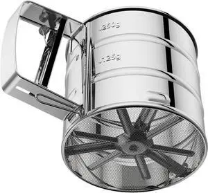 Omesata Flour Sifter 3 Cup for Baking, Crank Sifter Sieve Baker Dusting | Professional Fine Mesh Flower Sifter, One Hand Press Quick Sifting, Stainless Steel Omesata Flour Sifter 3 Cup for Baking, Crank Sifter Sieve Baker Dusting | Professional Fine Mesh Flower Sifter, One Hand Press Quick Sifting, Stainless Steel