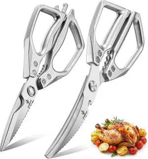 Heavy Duty Kitchen Shears 2 Pack, Full-Size Stainless Kitchen Scissors | Two Purpose-Built Designs for Poultry Joints, Meat, Seafood and Herbs Heavy Duty Kitchen Shears 2 Pack, Full-Size Stainless Kitchen Scissors | Two Purpose-Built Designs for Poultry Joints, Meat, Seafood and Herbs