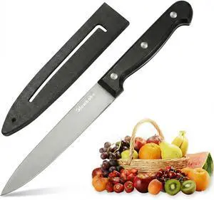 5 Inch Paring Knife with Sheath, Ultra Sharp Stainless Steel Utility Knife with Triple Rivet Ergonomic Handle, 4oz Lightweight Small Kitchen Knife for Fruits And Vegetables Peeling & Slicing 5 Inch Paring Knife with Sheath, Ultra Sharp Stainless Steel Utility Knife with Triple Rivet Ergonomic Handle, 4oz Lightweight Small Kitchen Knife for Fruits And Vegetables Peeling & Slicing