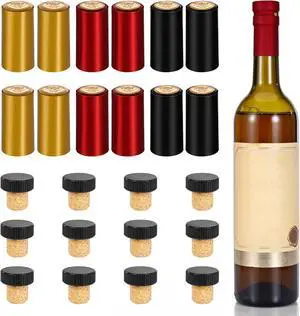 30 Pcs Wine Sealer for Wine Bottles - Bottle Sealer for Cruise, Plastic Heat Shrink Cap & Wood Cork Stopper with Plastic Top 30 Pcs Wine Sealer for Wine Bottles - Bottle Sealer for Cruise, Plastic Heat Shrink Cap & Wood Cork Stopper with Plastic Top