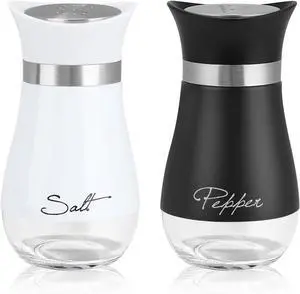Accmor Salt and Pepper Shakers Set, 4 oz Stainless Steel Salt Pepper Shaker Containers with Glass Bottom for Kitchen Cooking, BBQ, Bar, Table, RV, Camp Accmor Salt and Pepper Shakers Set, 4 oz Stainless Steel Salt Pepper Shaker Containers with Glass Bottom for Kitchen Cooking, BBQ, Bar, Table, RV, Camp
