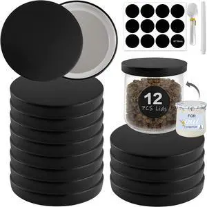Oui Yogurt Jar Lids metal - 12 Pack Oui Lids Black lids with gasket for Yoplait Yogurt Container Oui Yogurt Jar Lids metal - 12 Pack Oui Lids Black lids with gasket for Yoplait Yogurt Container