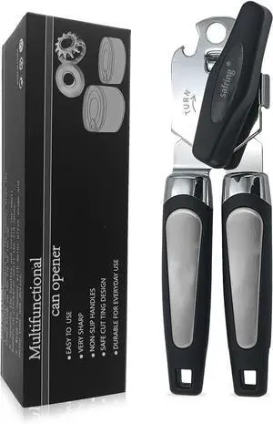 Safring Can Opener Manual, Handheld Strong Heavy Duty Stainless Steel Can Opener, Comfortable Handle, Sharp Blade Smooth Edge, Can Openers with Multifunctional Bottle Opener Safring Can Opener Manual, Handheld Strong Heavy Duty Stainless Steel Can Opener, Comfortable Handle, Sharp Blade Smooth Edge, Can Openers with Multifunctional Bottle Opener