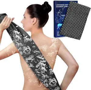 Exfoliating Washcloth Shower Towels Rich Silver Ion & Carbon Fiber | Premium Japanese Style Exfoliating Body Scrubber for Back Acne, KP & Smooth Skin, Longer Body Scrub Exfoliator with 2 Sides Exfoliating Washcloth Shower Towels Rich Silver Ion & Carbon Fiber | Premium Japanese Style Exfoliating Body Scrubber for Back Acne, KP & Smooth Skin, Longer Body Scrub Exfoliator with 2 Sides
