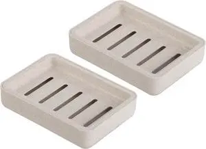 Soap Dish with Drain 2 Pack Plastic Sponge Holder for Shower | Soap Box Double Layer Draining Soap Case Soap Container Easy Cleaning for Bathroom Kitchen Sinks Soap Dish with Drain 2 Pack Plastic Sponge Holder for Shower | Soap Box Double Layer Draining Soap Case Soap Container Easy Cleaning for Bathroom Kitchen Sinks