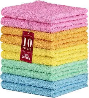 DecorRack 100% Cotton Washcloths 12x12 in, Assorted Colors (10 Pack) DecorRack 100% Cotton Washcloths 12x12 in, Assorted Colors (10 Pack)