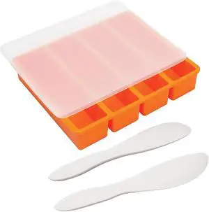 Silicone Butter Molds with Lid, Non-Stick Homemade Butter Mold, Includes 2 Spatulas, Freshness Locked, Easy Release, Versatile Shaping for Baking and Freezing, Orange Silicone Butter Molds with Lid, Non-Stick Homemade Butter Mold, Includes 2 Spatulas, Freshness Locked, Easy Release, Versatile Shaping for Baking and Freezing, Orange