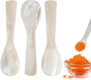 Ninsula 3PCS Caviar Serving Spoons Set, 3.62 inch Mother of Pearl Caviar Spoon, Hand-Carved Natural Shell Small Spoons for Caviar, Ice Cream, Sauces, Salt Ninsula 3PCS Caviar Serving Spoons Set, 3.62 inch Mother of Pearl Caviar Spoon, Hand-Carved Natural Shell Small Spoons for Caviar, Ice Cream, Sauces, Salt