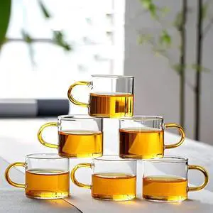 Luxury Clear Glass Tea Cups with Golden Handle, 6 Pack Small Espresso Cups Premium Borosilicate Glass Teacup for Tea, Coffee, Latte (6pcs Tea Cups) Luxury Clear Glass Tea Cups with Golden Handle, 6 Pack Small Espresso Cups Premium Borosilicate Glass Teacup for Tea, Coffee, Latte (6pcs Tea Cups)