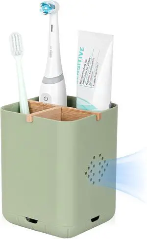 Toothbrush Holders for Bathrooms, Electric Toothbrush Holder, Green | Toothbrush and Toothpaste Organizer for Bathroom Countertop, 3 Slot Vanity Storage Toothbrush Holders for Bathrooms, Electric Toothbrush Holder, Green | Toothbrush and Toothpaste Organizer for Bathroom Countertop, 3 Slot Vanity Storage