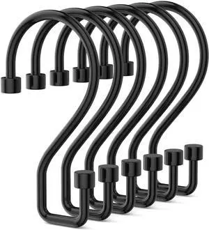 Goowin Shower Curtain Hooks, 12 Pcs S Shape Shower Curtain Rings, Rustproof Black Shower Curtain Rings, Multi-Functional Shower Hooks for Shower Curtain, Kitchen Utensils, Clothing, Towels, Black Goowin Shower Curtain Hooks, 12 Pcs S Shape Shower Curtain Rings, Rustproof Black Shower Curtain Rings, Multi-Functional Shower Hooks for Shower Curtain, Kitchen Utensils, Clothing, Towels, Black