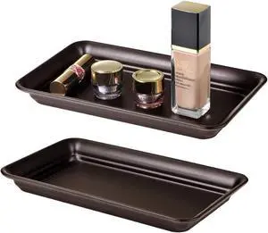 SheeChung Metal Vanity Tray, Bathroom Counter Storage Tray, Bronze 2 Pack | Sturdy Decorative Tray Holder, Farmhouse Vintage Decor Accessories for Perfume Cosmetics Jewelry, Makeup, Guest Hand Towel SheeChung Metal Vanity Tray, Bathroom Counter Storage Tray, Bronze 2 Pack | Sturdy Decorative Tray Holder, Farmhouse Vintage Decor Accessories for Perfume Cosmetics Jewelry, Makeup, Guest Hand Towel